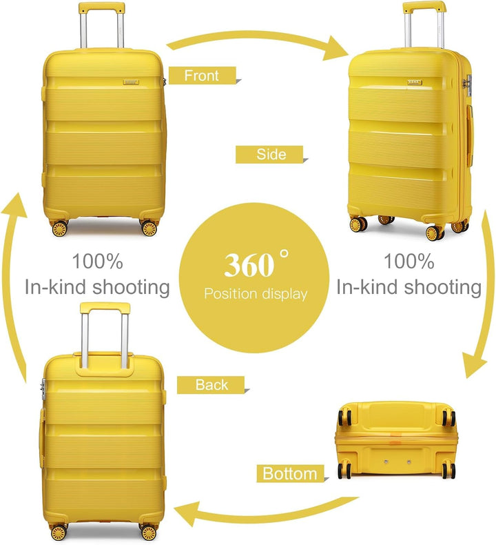 KONO Koffer Trolleys Reisekoffer mit TSA Schloss M (55cm Handgepäck) Gelb, M (55cm Handgepäck) Gelb