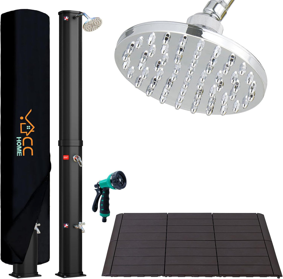 CCLIFE Solardusche 35L Solar Gartendusche Pooldusche Regendusche Aussendusche Pooldusche Garten Brau