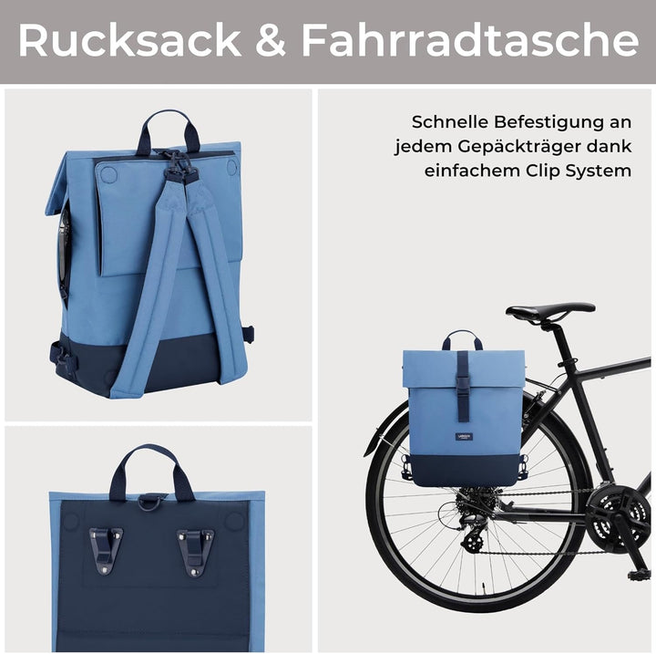 LARKSON Fahrradtaschen für Gepäckträger Damen & Herren Blau - Tammo Bike - 2 in 1 Fahrrad Tasche Ruc