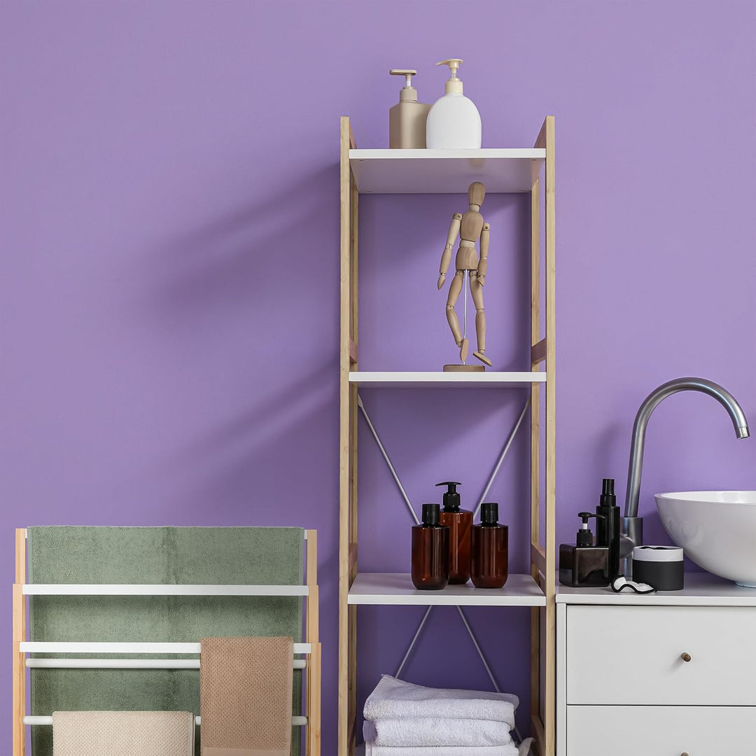 Relaxdays Handtuchständer, 6 Stangen, Bambus, H x B x T: 82 x 55 x 24 cm, freistehend, Bad Duschtuch