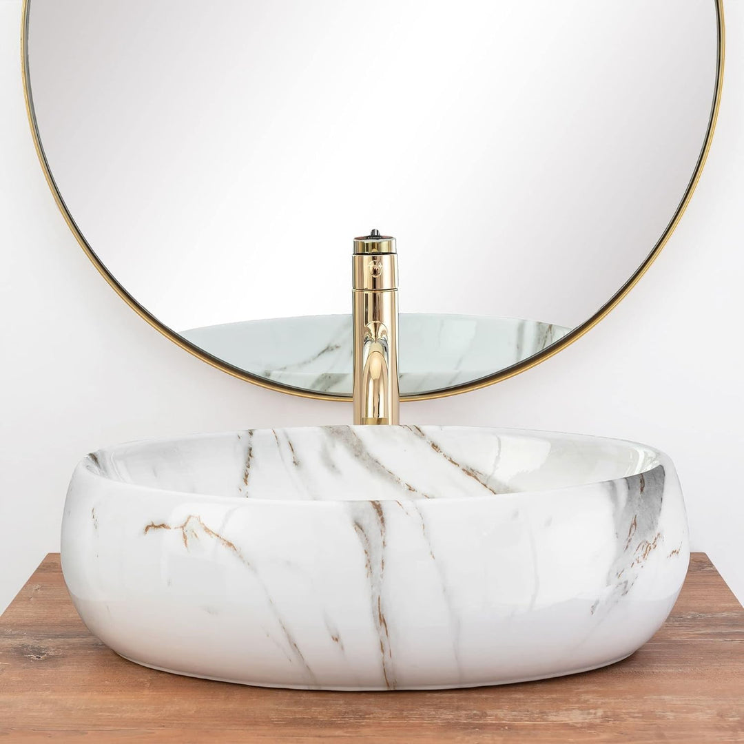 REA Waschbecken Waschtisch Aufsatzwaschbecken Keramik Handwaschbecken Aufsatz Waschschale Oval Elfen