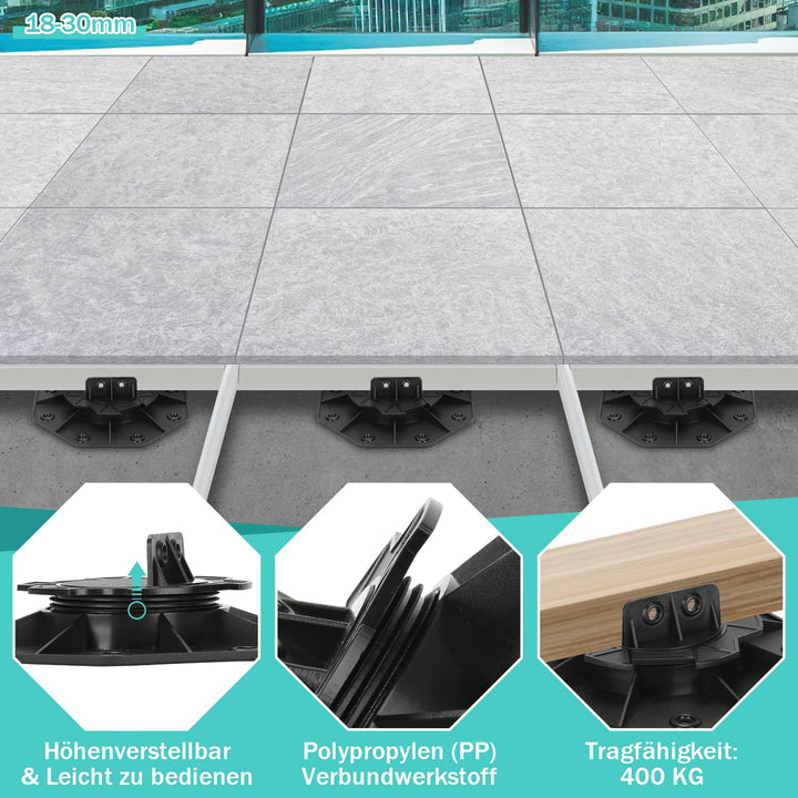 Ansobea 40 Stück Stelzlager höhenverstellbar I 18-30mm Terrassenlager I füsse verstellbar I Plattenl