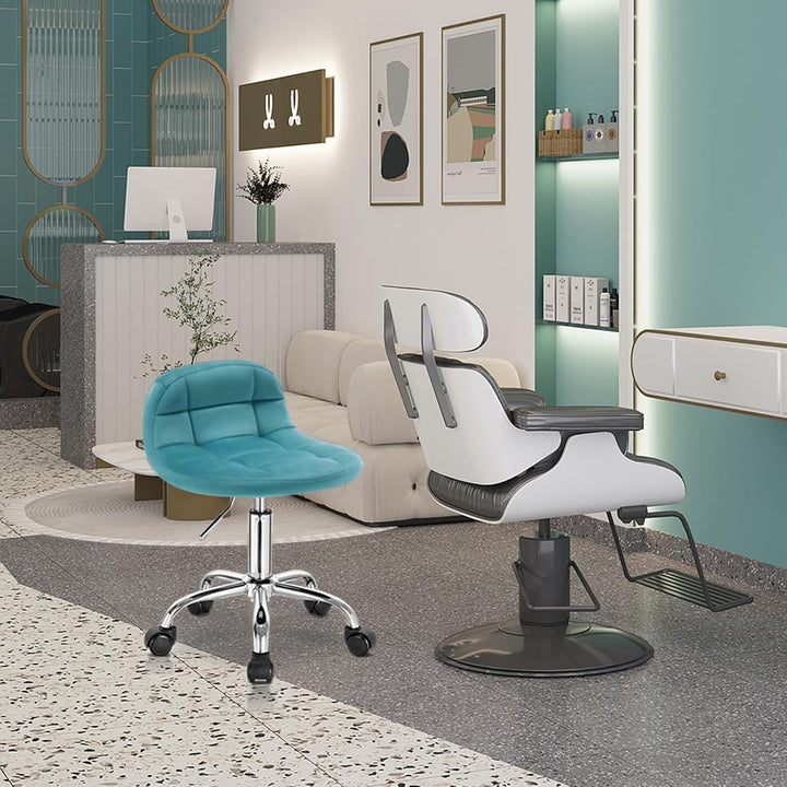 WOLTU Bürohocker mit Rollen, Schminktisch Stuhl höhenverstellbar, Rollrocker mit niedriger Rückenleh