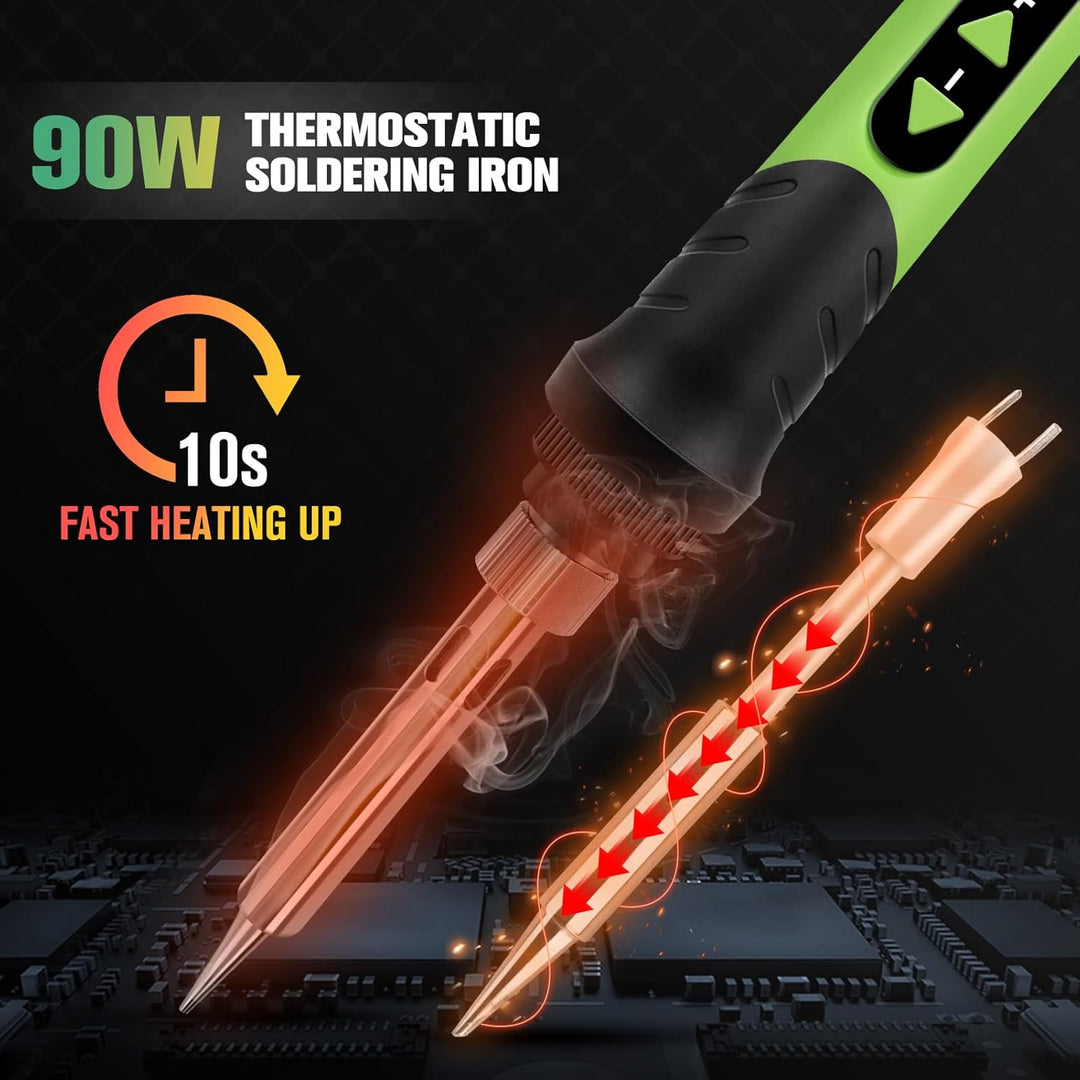 Lötkolben, 90W Lötset, LCD-12-in-1-Lötwerkzeug, einstellbare Temperatur 200–500 °C, mit 5 * austausc