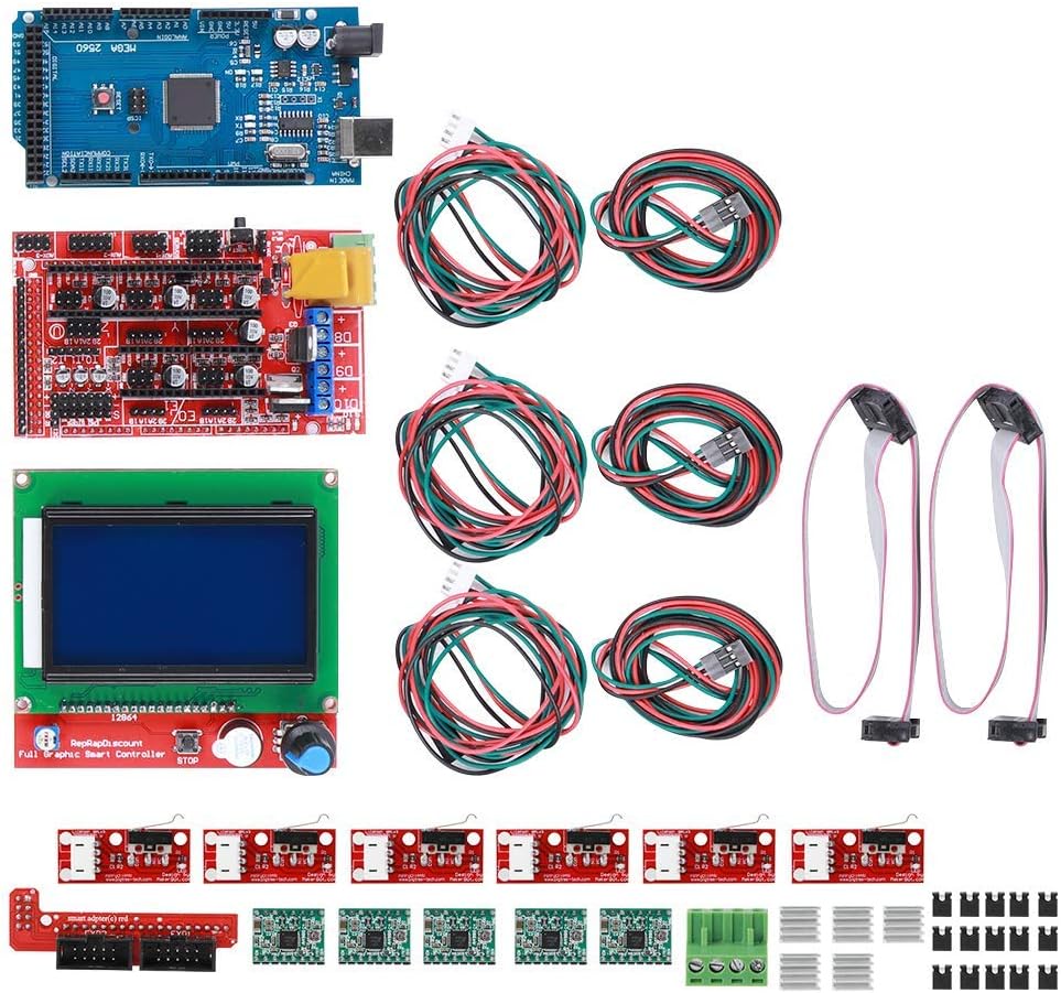 3D Druckerkit RAMPS 1.4 + für Mega 2560 CH340 + 12864 Controller + A4988 Spanplatten Teile, 3D Druck