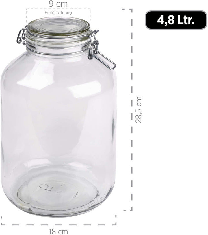 MÄSER 926240 Gothika, Einmachgläser gross, 2er Set à 4,8 l, made in Germany, Vorratsgläser mit Decke