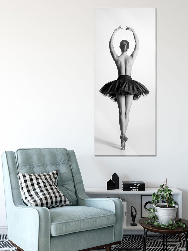 Glasbild Panorama | Wandbild aus Echtglas | sexy nackte Ballettpose | 100x40 cm | inkl. Aufhängung u