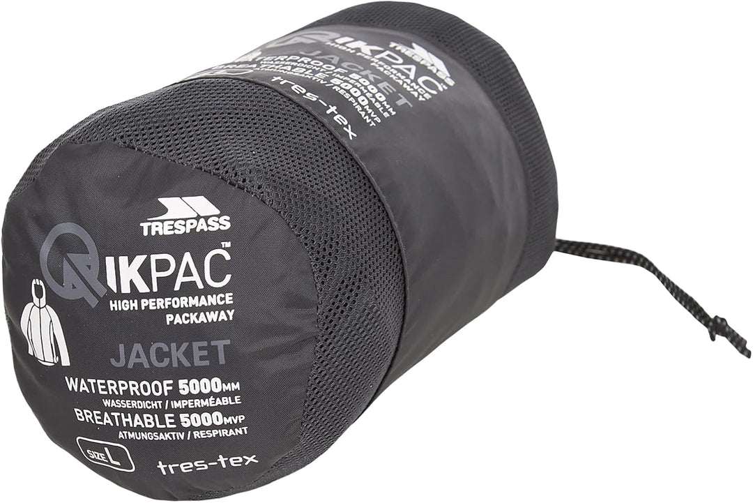 Trespass Unisex Erwachsene Qikpac Jacket Kompakt Zusammenrollbare Wasserdichte Regenjacke 3XS Grau (