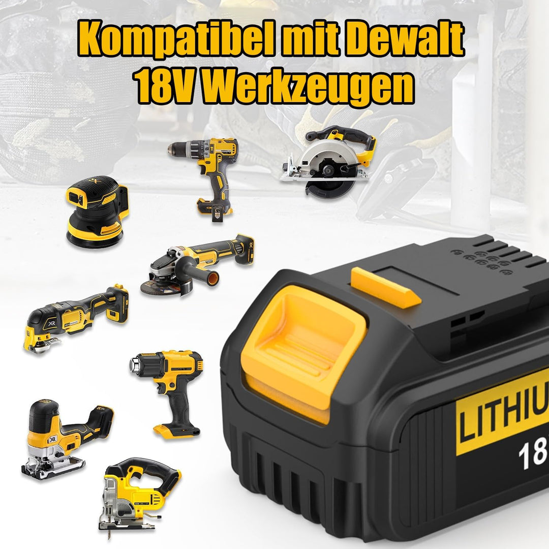 Energup 18V 5000mAh Ersatz für Dewalt Akku + DCB118 Ladegerät für DeWalt 18V DCB184 DCB200 DCB182 DC
