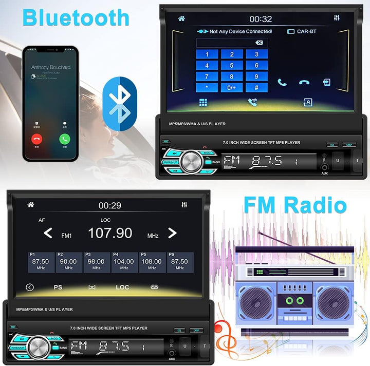 1 Din Autoradio Carplay und Android Auto, Hikity 7 Zoll Bildschirm Bluetooth Freisprecheinrichtung A