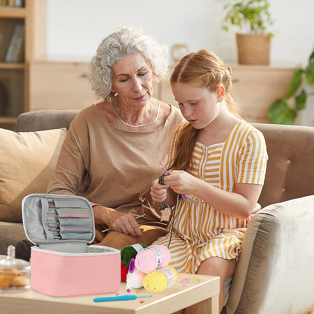 Coopay Häkelset für Anfänger Erwachsene, 58 Stück Häkelnadel Set Inklusive TPR Griff Häkelnadeln, Sp