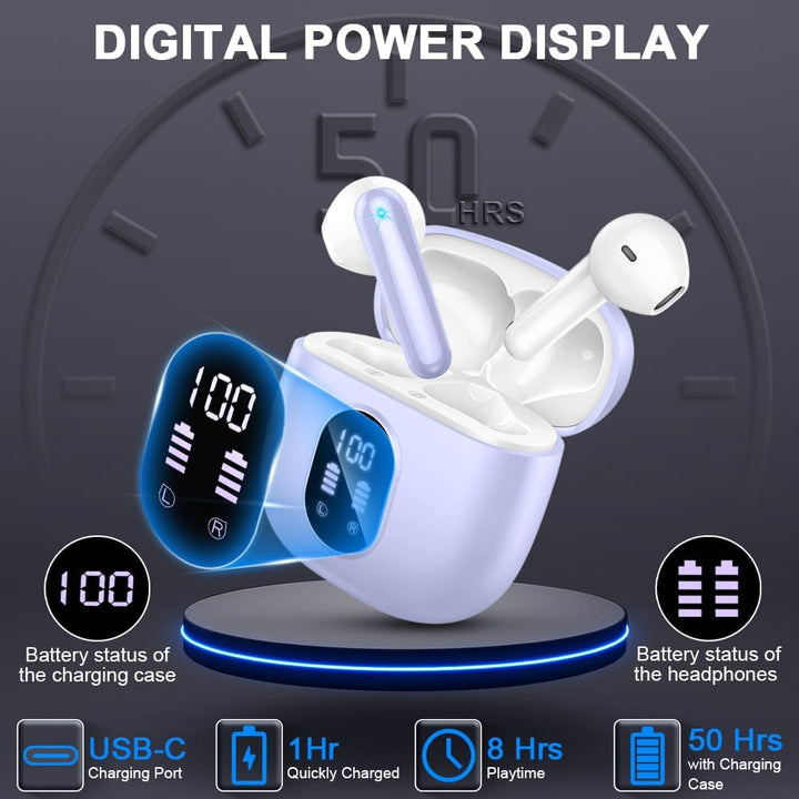 Bluetooth Kopfhörer, Kopfhörer Kabellos Bluetooth 5.3 In Ear kopfhörer bluetooth mit 4 Mic, 50H Kabe