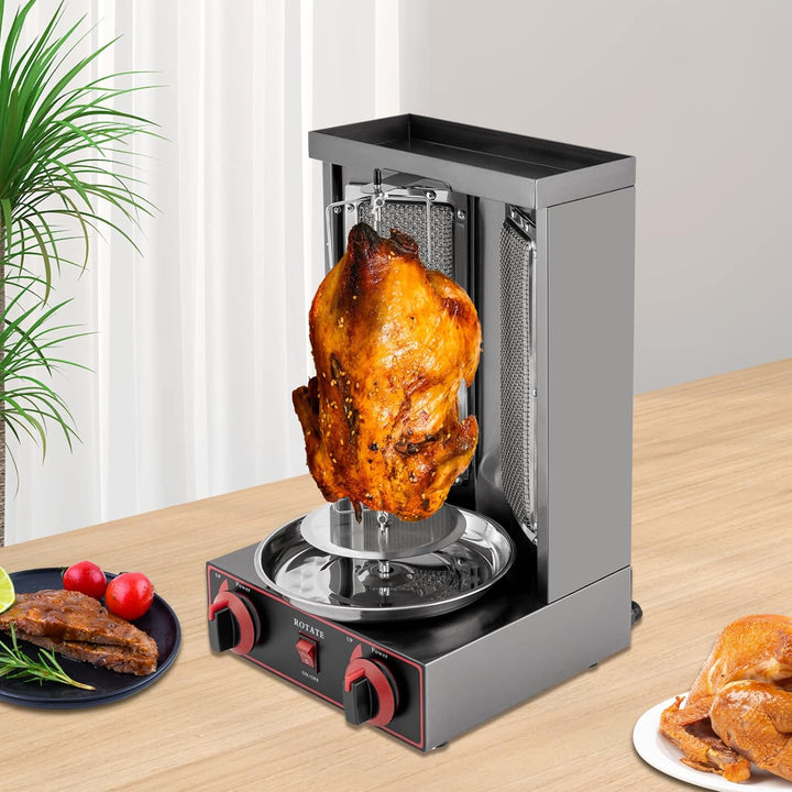 Dönergrill, 3000W Gas-Vertikal Drehspiess Grill, Gyros Grill mit 2 Brennern, Dönergrill für Zuhause,