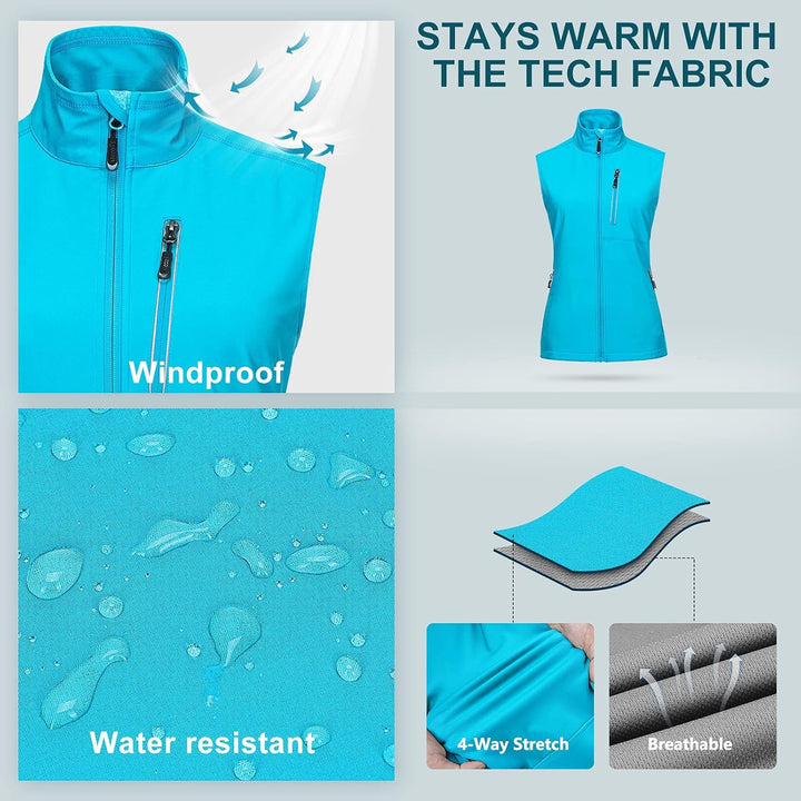 33,000ft Damen Leichte Laufweste Outdoor Softshell Weste Frau Ärmellose Jacke Winddichte Wasserdicht