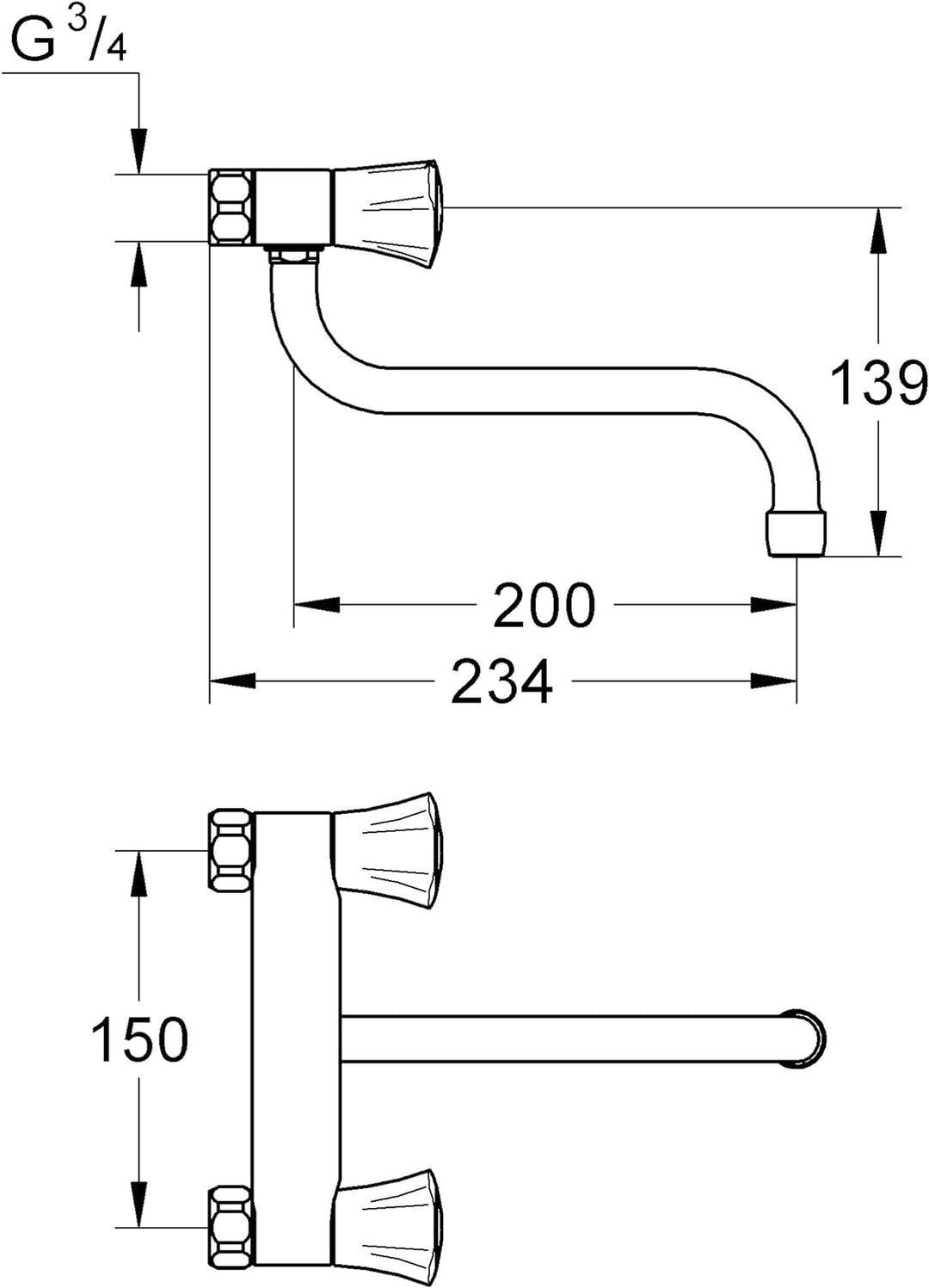 Grohe Costa L, SPT, Wand, Ausl. Unten, Chrom Sonstige, Sonstige