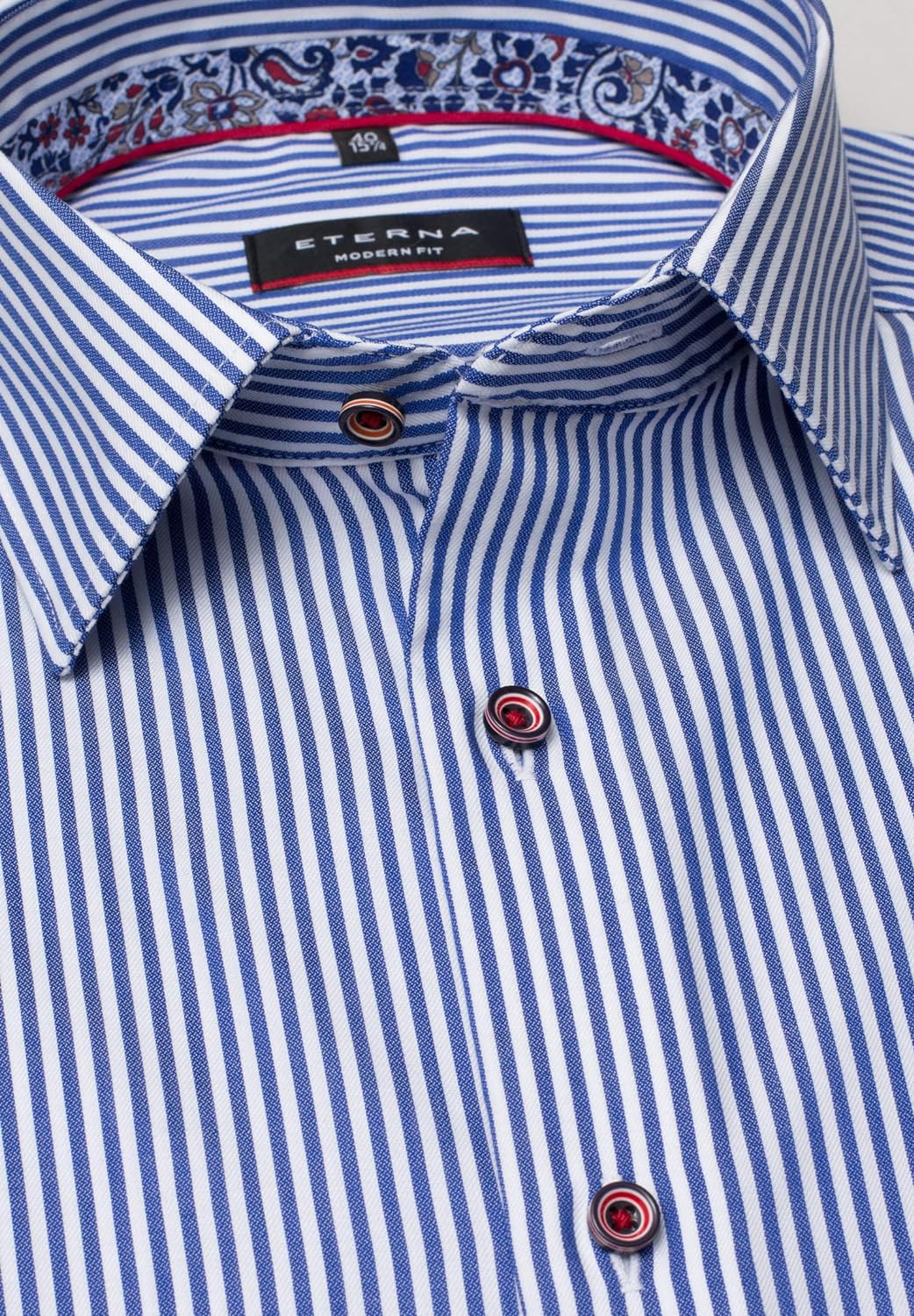 eterna Kurzarm Hemd Modern Fit Twill gestreift