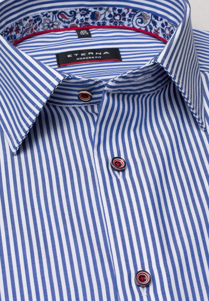 eterna Kurzarm Hemd Modern Fit Twill gestreift