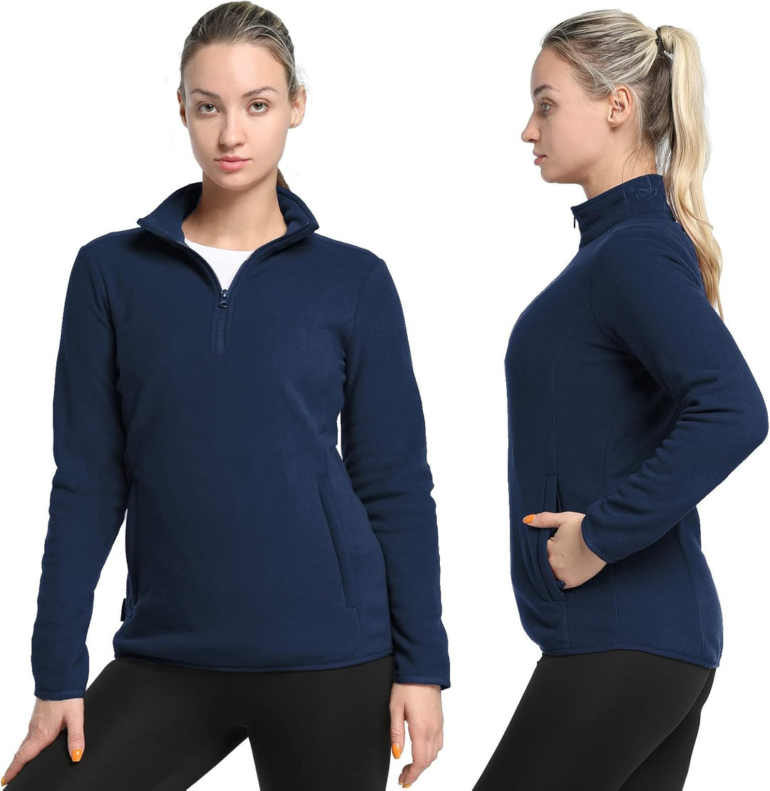 33,000ft Damen Fleece Pullover mit Halbreissverschluss Stehkragen Fleecepullover Sweatjacke Winter W