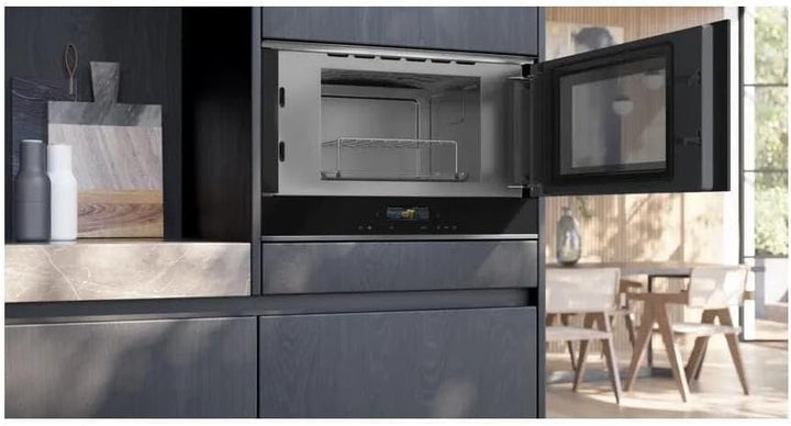 Siemens BE732R1B1 iQ700 Einbau-Mikrowelle, Schwarz, cookControl10 - Automatikprogramme, humidClean P