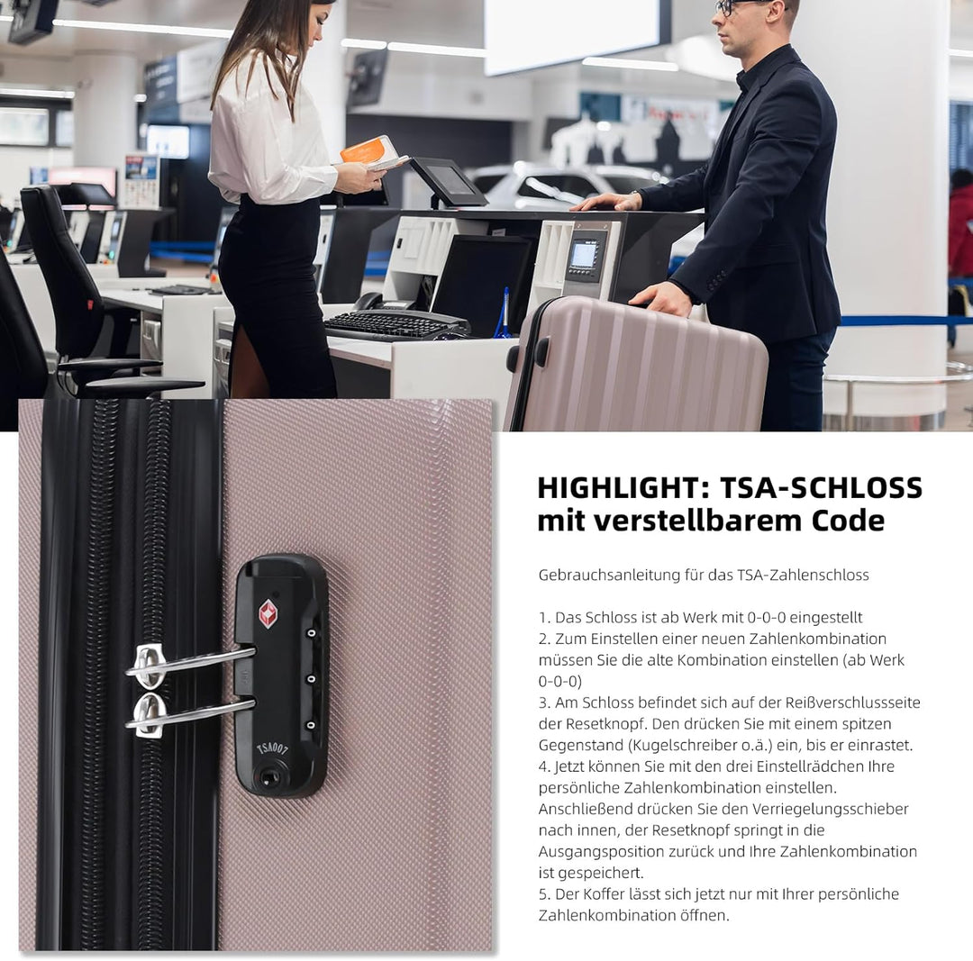 BEIBYE TSA-Schloss 2080 Zwillingsrollen 3 TLG. Reisekofferset Koffer Kofferset Trolley Trolleys Hart