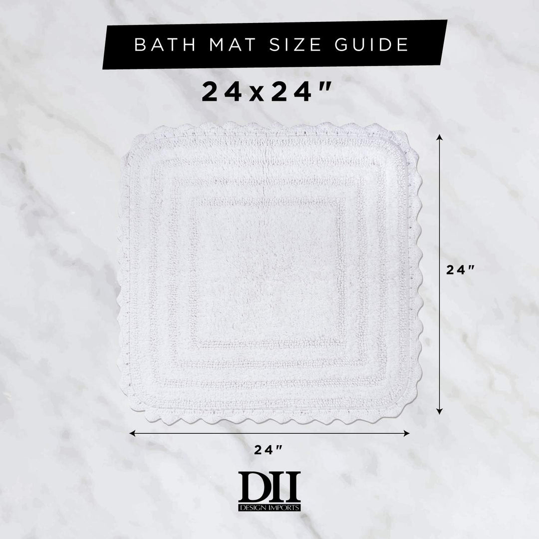 DII Crochet Collection Wende-Badematte, quadratisch, 61 x 61 cm, Weiss Square, 24x24" Weiss/Opulente