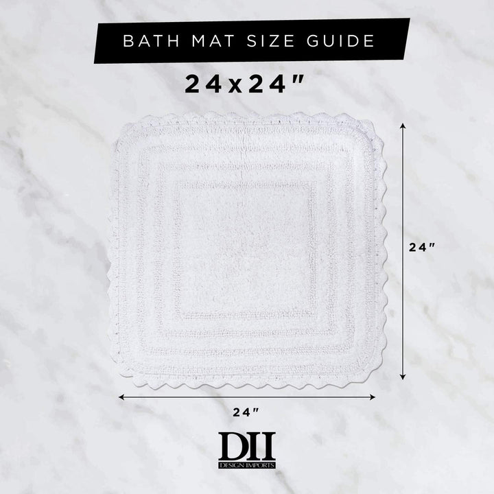 DII Crochet Collection Wende-Badematte, quadratisch, 61 x 61 cm, Weiss Square, 24x24" Weiss/Opulente