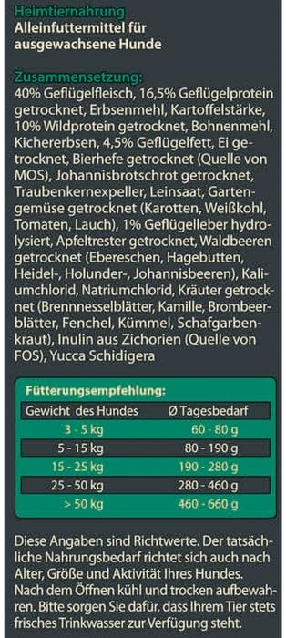 Dehner Wild Nature Hundefutter Auwald, Trockenfutter getreidefrei / zuckerfrei, für ausgewachsene Hu