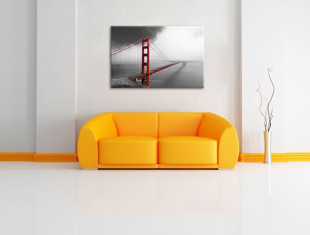 rote Golgen Gate Bridge in San Francisco schwarz/weiss Format: 100x70 auf Leinwand, XXL riesige Bild