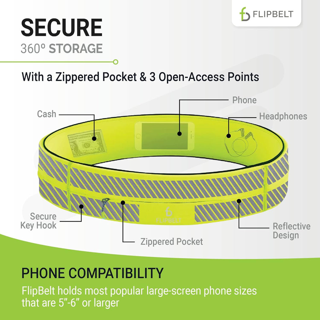 FlipBelt Zipper - Laufgürtel für Handy & kleines Zubehör - Sport-Bauchtasche für Damen und Herren XS