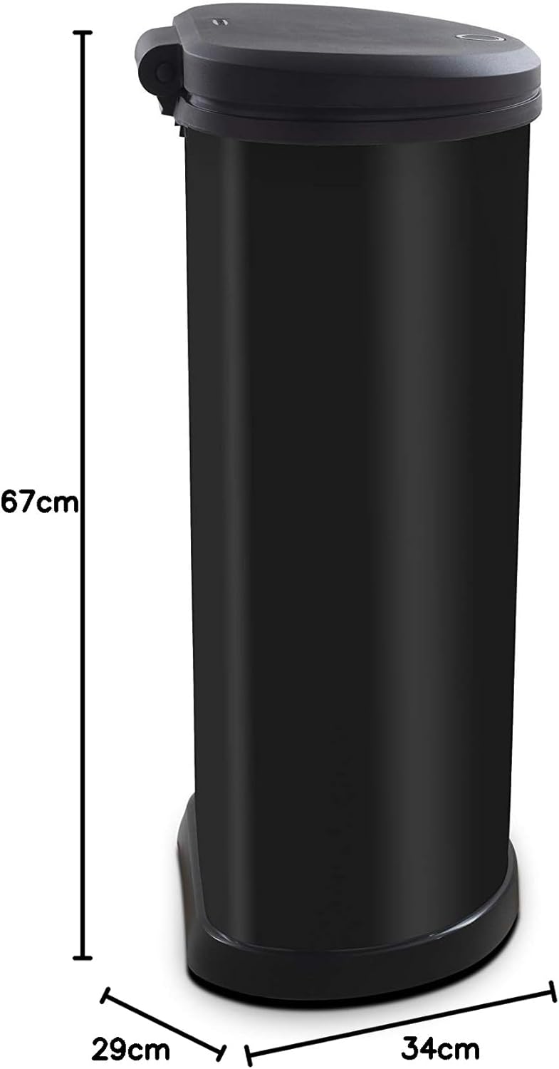 CURVER Deko 40 l Mülleimer, Kunststoff, Schwarz 40 l Schwarz, 40 l Schwarz