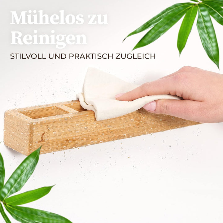 Hennez Handtuchhalter ohne Bohren - Handtuchhalter Bad aus Bambus - Selbstklebende Handtuchhalter mi