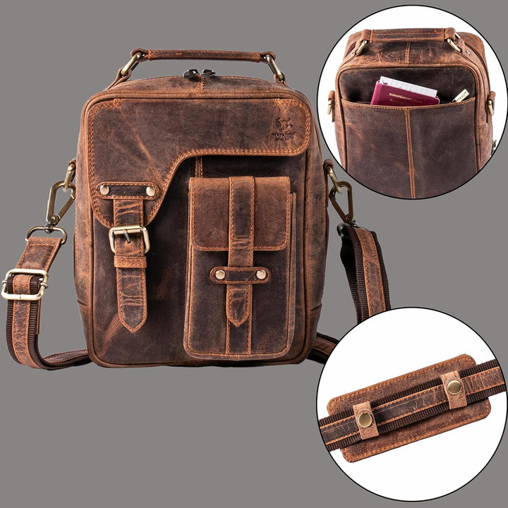 MATADOR Schultertasche Echt Leder Herren Hochwertige Arbeittasche Umhängetasche Ledertasche Tabletta