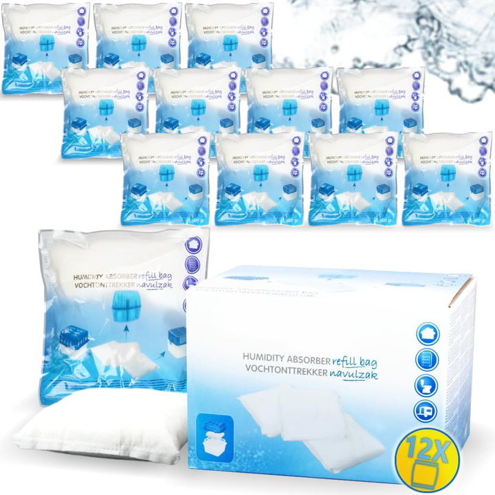 12x Luftentfeuchter Granulat 400g Nachfüllpack universal Feuchtigkeits-Stopper Beutel (12x Nachfüllp