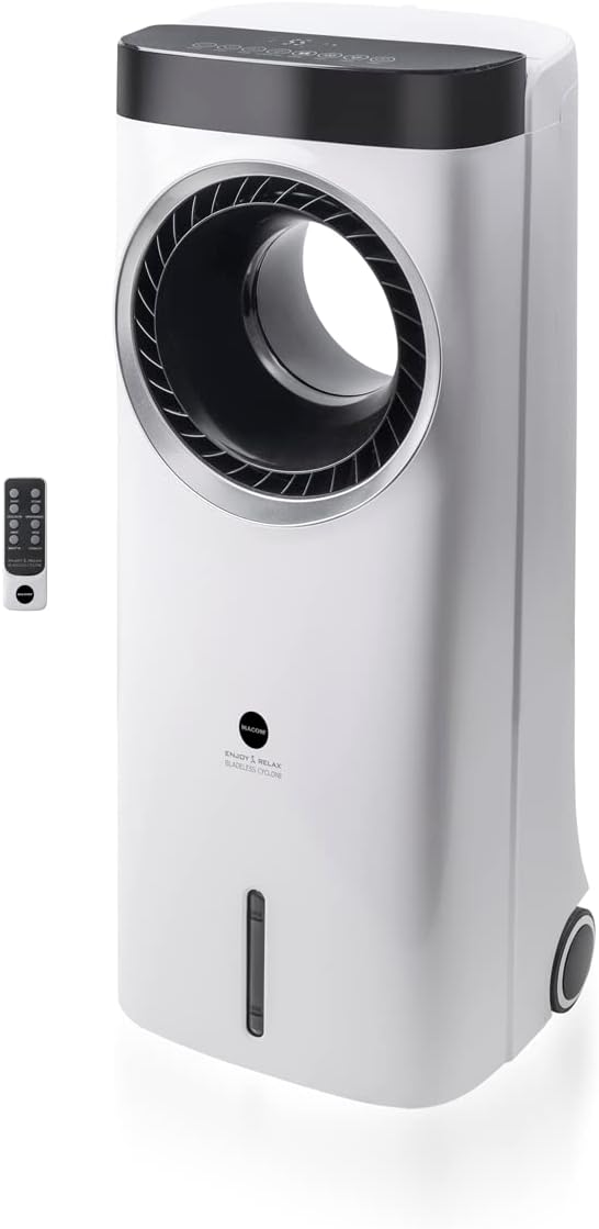 MACOM Enjoy & Relax 984 Bladeless Cyclone Verdunstungskühler ohne Flügel mit Zentrifugalventilator