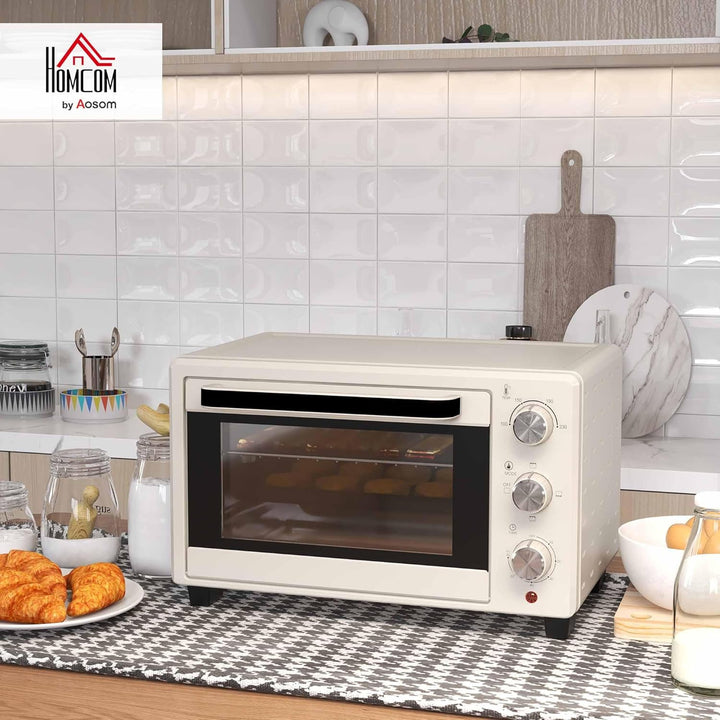 HOMCOM Mini Backofen 21L Pizza-Ofen, Miniofen inkl. Backblech, Grillrost und Krümmelblech, 1400W Tis