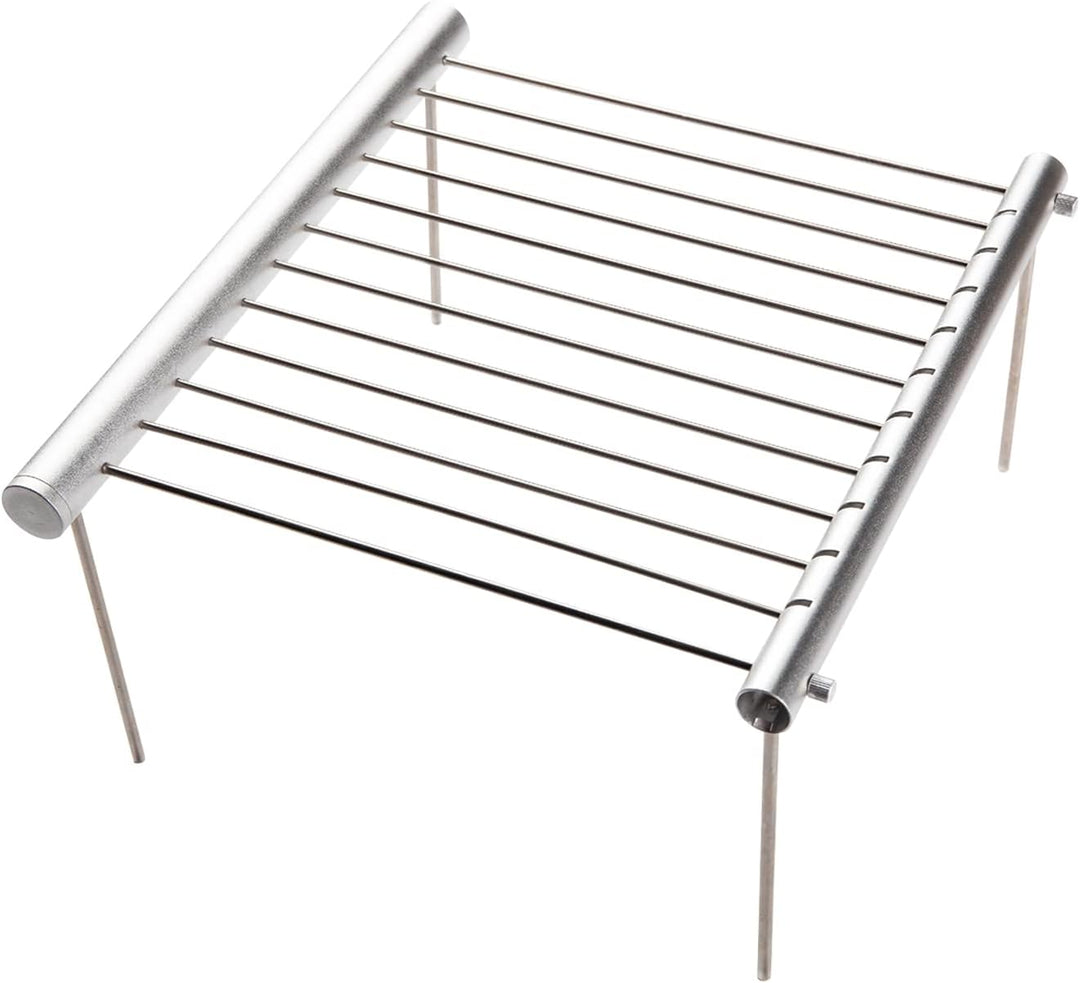 LOSMANN Tragbarer Campinggrill, Holzkohlegrill, Zerlegbarer Minigrill aus verchromten Edelstahl für