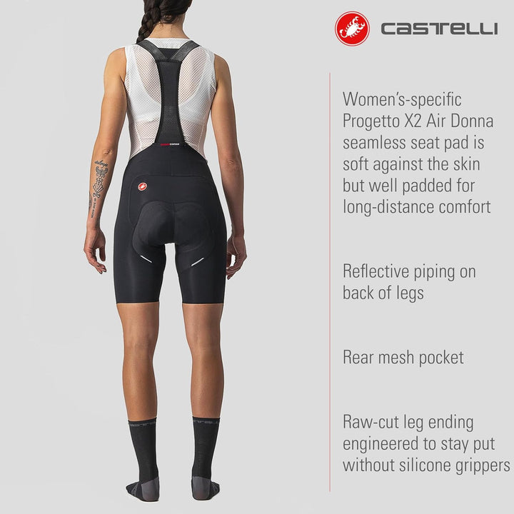 CASTELLI Damen Shorts Free Aero Rc W Bibshort, Schwarz-weiss