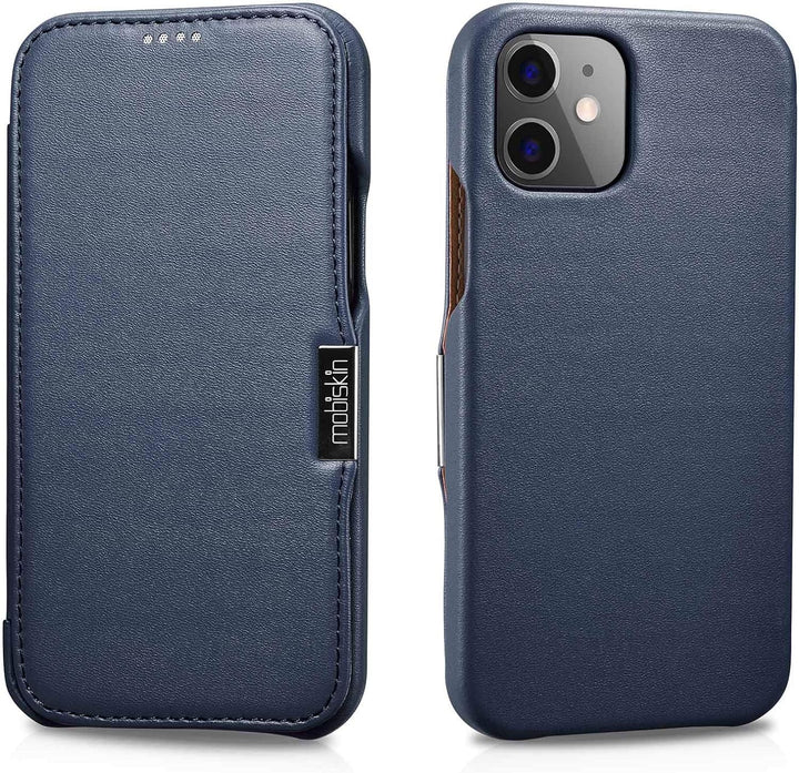 Mobiskin Hülle kompatibel mit Apple iPhone 12 Mini (5,4 Zoll), Handyhülle mit echtem Leder, Case, Sc