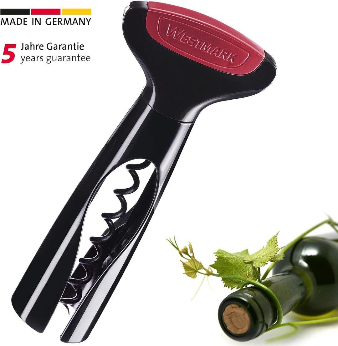 Westmark Korkenzieher, Wendel mit Seele, Kunststoff/Stahl, Bardolino, Schwarz/Rot, 62272270, Bardoli