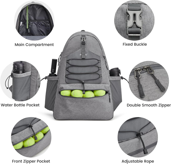 G4Free Tennistasche, Tennisrucksack für Damen und Herren, grosse Pickleball-Tasche, hält 4 Schläger