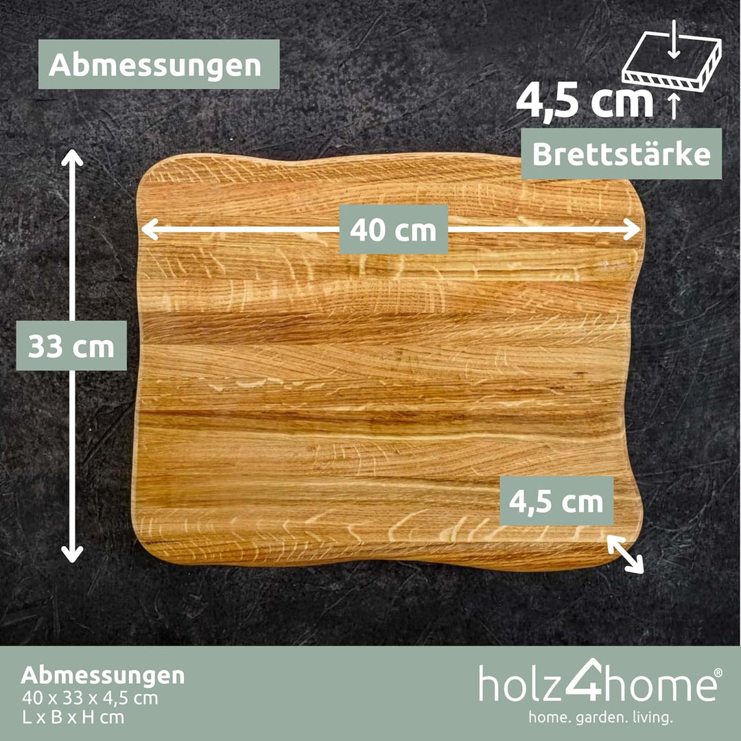 La Madera Schneidebrett Top aus Eiche hell von holz4home® | Steakbrett aus hellem Eichenholz 40 cm x