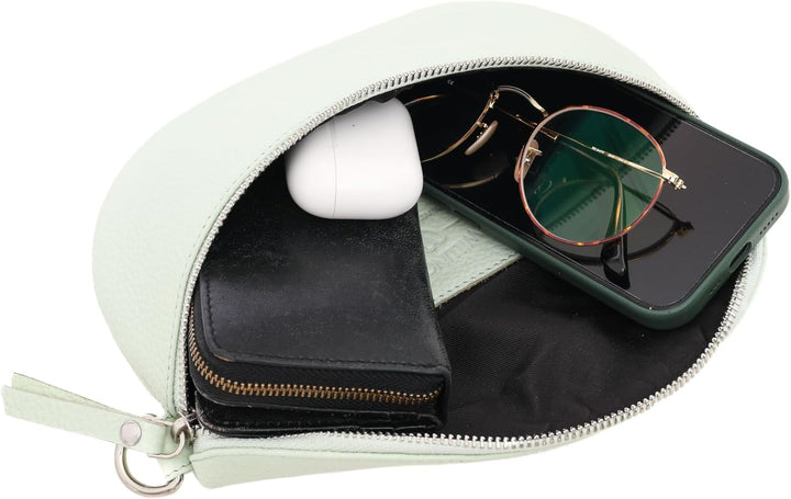 Zwillingsherz Bauchtasche mit Reissverschluss 100% Echtleder – Hochwertige Damen Bauchtasche Crossba