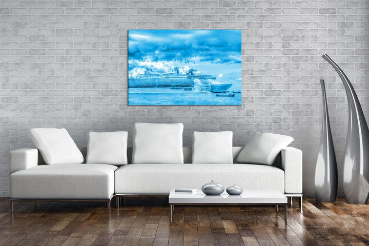 deyoli malerisches Kreuzfahrtschiff Format 80x60 Effekt: Monocrome Blau als Leinwandbild, Motiv fert