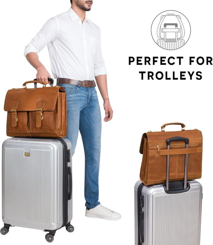 STILORD 'Ludger' Leder Laptop Tasche 15,6 Zoll für Damen und Herren Ordnertasche Echtleder Businesst