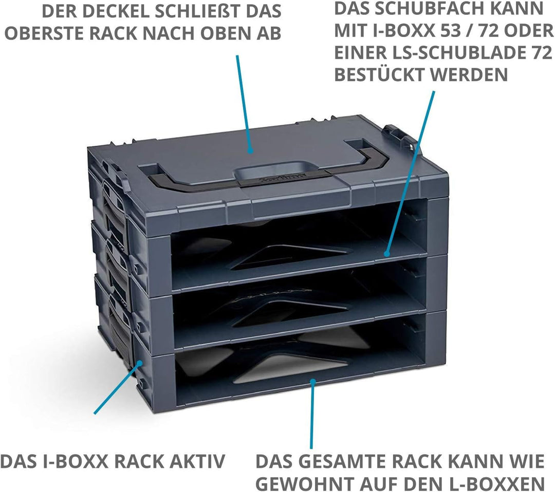 Bosch Sortimo i-Rack 3 Fach in Anthrazit für Werkzeugkoffer | Innovatives Transportsystem | Bosch We
