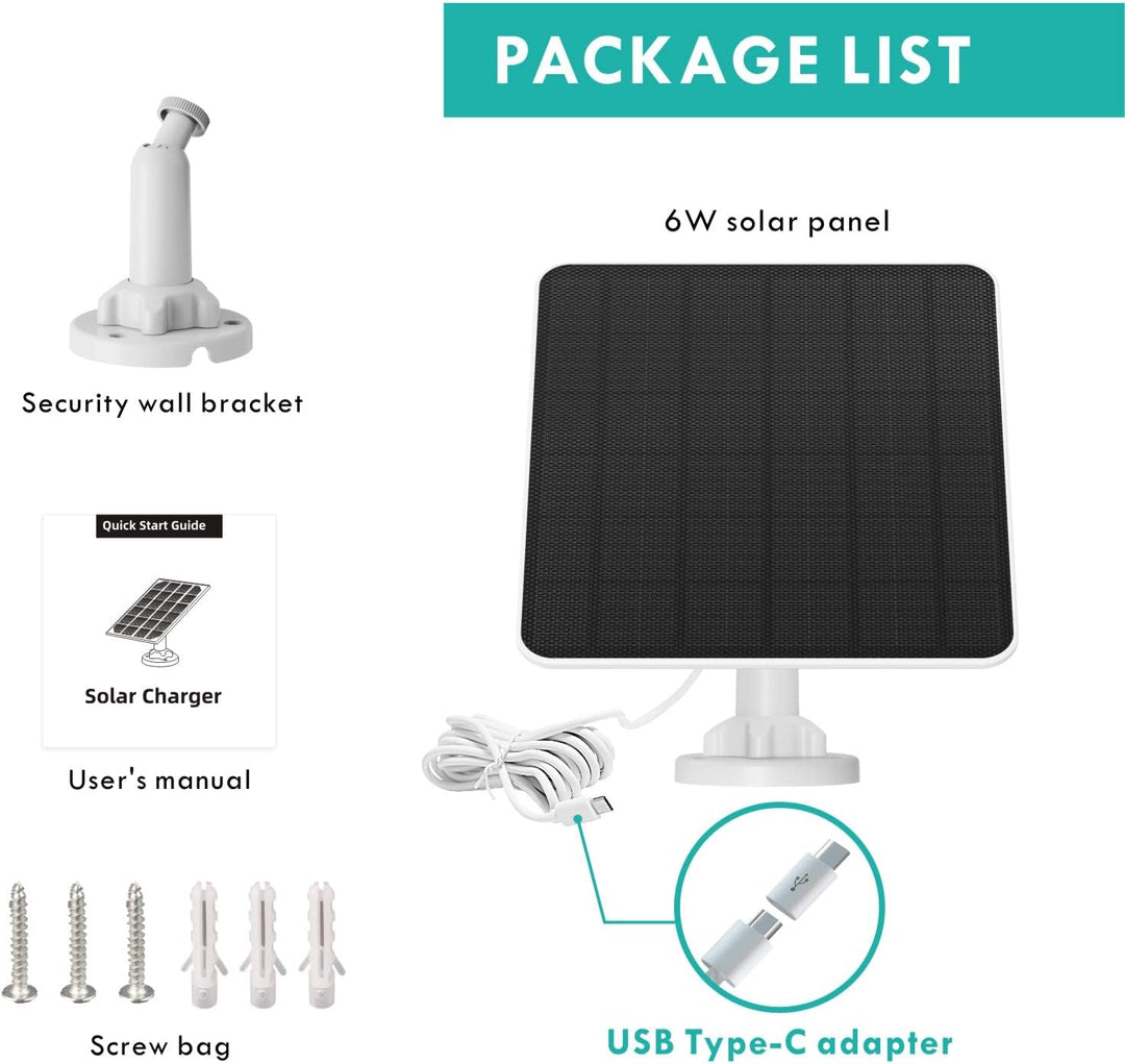 YCTechLife 6W Solarpanel für Akku Überwachungskamera Aussen, USB Solarmodul Kompatibel mit Wiederauf