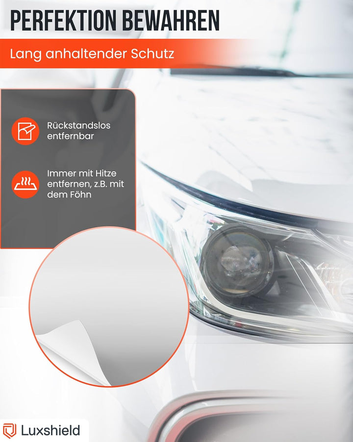 Luxshield Lackschutzfolie 15x200cm für Auto, Motorrad, Bike - Schutzfolie transparent matt, selbstkl