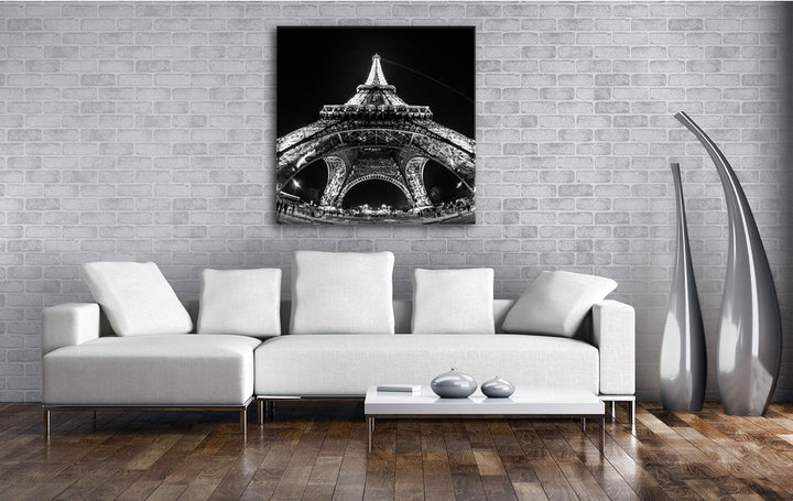 deyoli riesiger Eiffelturm in Paris im Format: 70x70 Effekt: Schwarz&Weiss als Leinwandbild, Motiv a