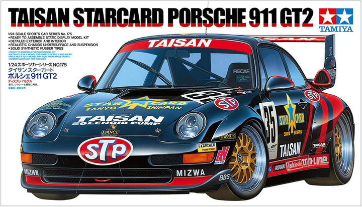 Tamiya 300024175 Porsche Fahrzeug 300024175-1:24 Taisan Starcard 911GT2 `95,originalgetreue Nachbild