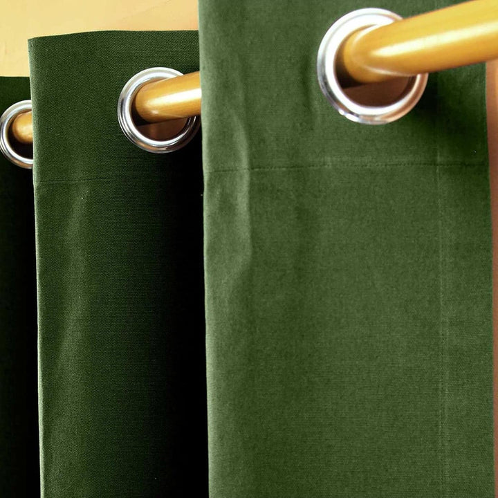 Homescapes 2er Set eifarbige Ösen Gardinen je B137 x L228 cm aus 100% Baumwolle, blickdichte Vorhäng